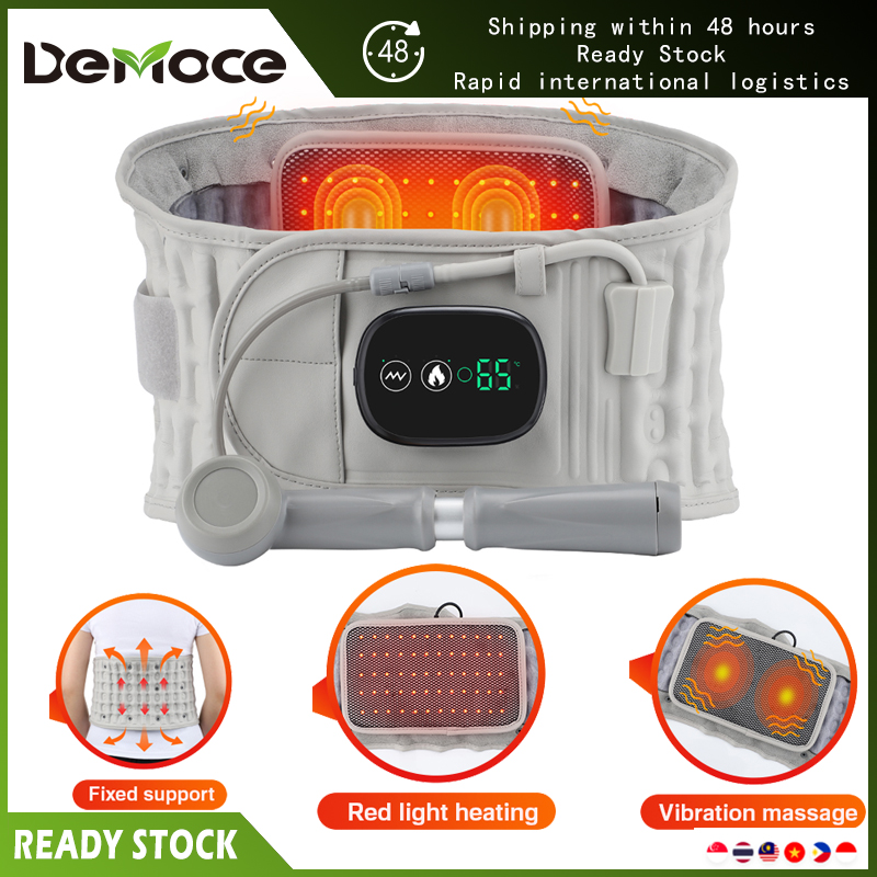 Democe đai thắt lưng bơm hơi đai hỗ trợ mát xa rung sưởi ấm ánh sáng đỏ đai lưng giảm căng thẳng nóng hỗ trợ thắt lưng bảo vệ eo bụng giảm đau sạc usb