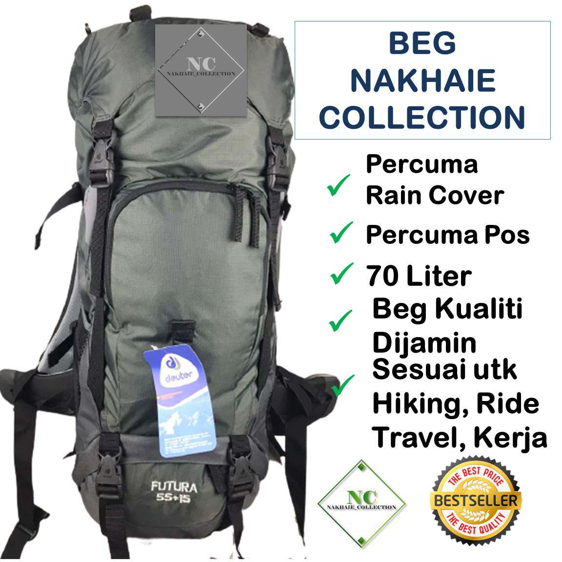 90 LITER BEG DEUTER MERAH-TRAVEL-BEG HIKING-DEUTER-BAGPACK-OUTDOOR