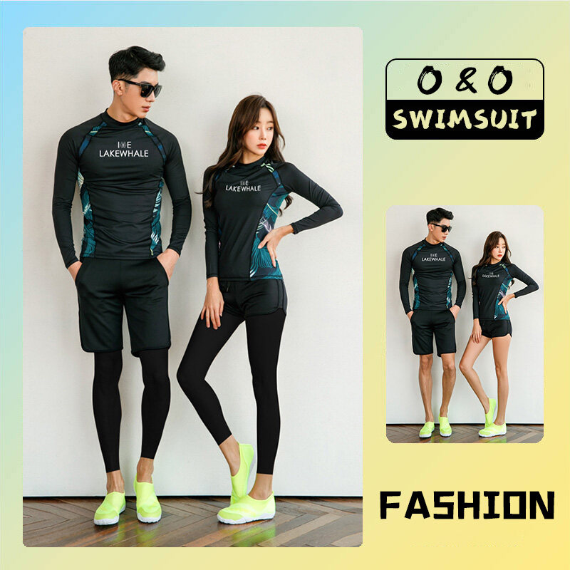 『Ocean Outdoors』rash guard men 泳衣 beach wear couple swimsuit 情侣泳装 Swimsuit for men women couple潜水服女 长袖长裤泳衣 Pakaian baju renang lelaki pakaian pantai panjang -Sleeved sunscreen baju renang cepat kering