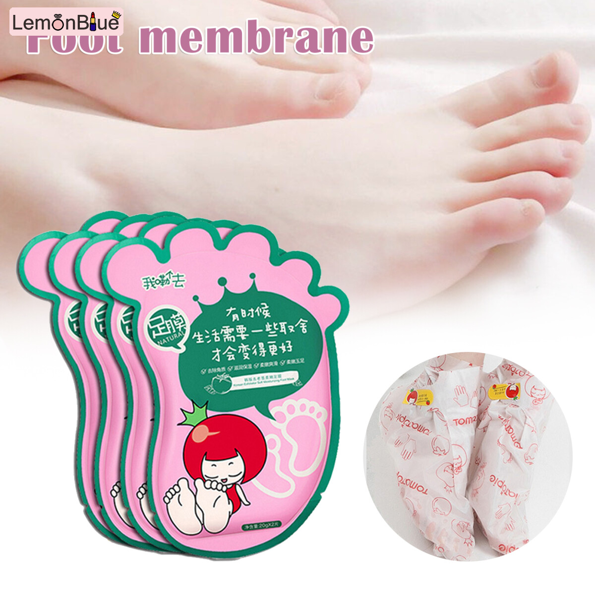 Gambar LemonBlue Peeling Away Calluses and Dead Skin Cells Exfoliating Foot Mask Make Soft Smooth Touching Skin For Man And Woman