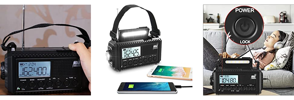 Auto NOAA Digital 5000 Weather Radio with Backlit LCD Screen, 5 Way Powered  Solar Hand Crank Portable AM/FM/Shortwave Emergency Radio/Phone  Charger,Read Lamp/Camping Flashlight,Earbud Jack,Clock,SOS | Lazada