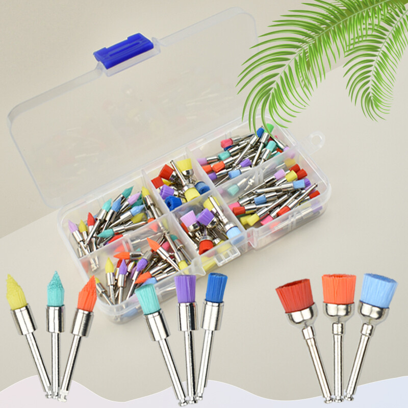 100 cái/Hộp đánh bóng răng bàn chải làm sạch răng prophy bàn chải Nylon bàn chải dụng cụ nha khoa