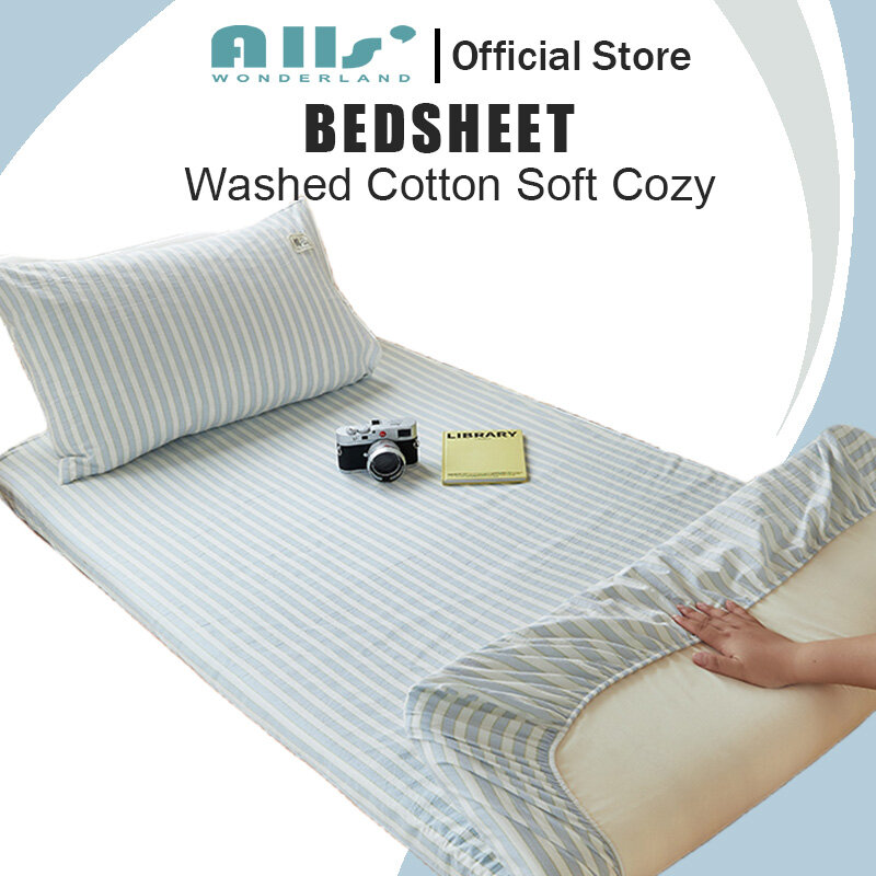 Alls' Wonderland 100% Cotton Fittedsheet Set 1 pc Bedsheet + 1 pc Pillowcase 800TC Single Size Bed sheet ราคา 515 บาท*ส่งฟรี