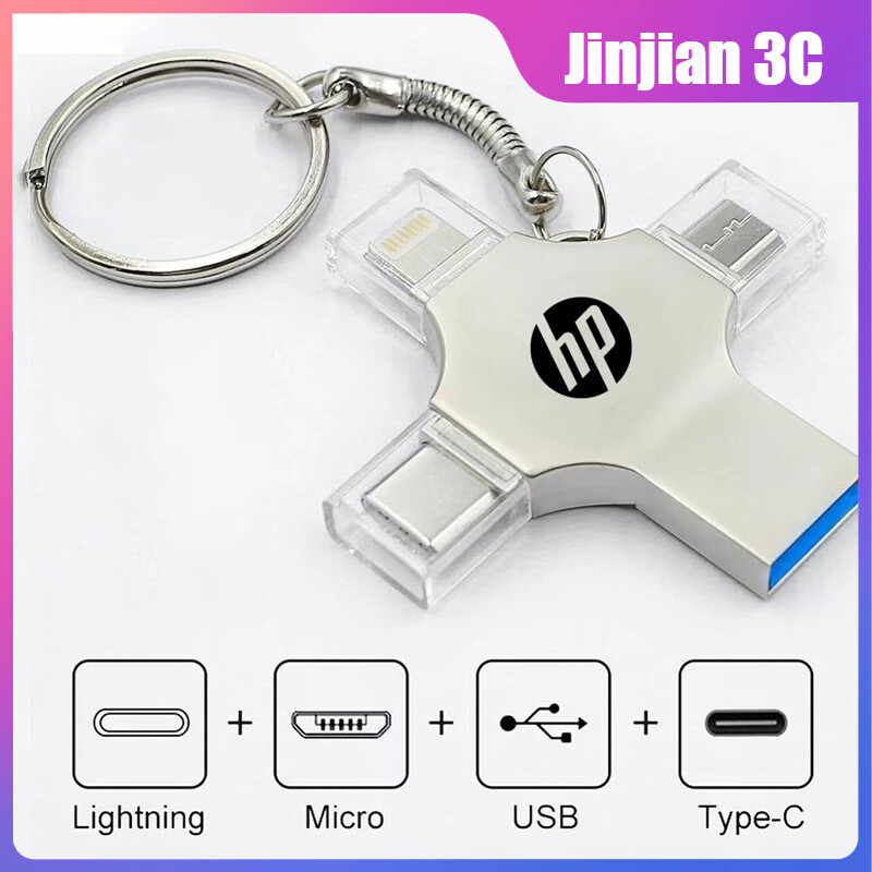 Hp ổ usb otg 4 trong 1 3.0 ổ đĩa flash ổ đĩa flash 1tb/512gb/32gb ổ đĩa lưu trữ thẻ nhớ ổ usb tốc độ nhanh type-c cho micro usb android lightning kết nối apple
