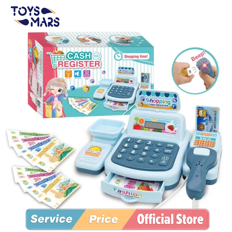 Toysmars máy tính tiền mô phỏng đồ chơi trò chơi Điện Tử Đồ chơi Nhà chơi Ánh Sáng Âm Thanh Giả Vờ Trẻ Em Đồ Chơi Bộ đồ chơi giả thực Đơn Giản Máy Tính