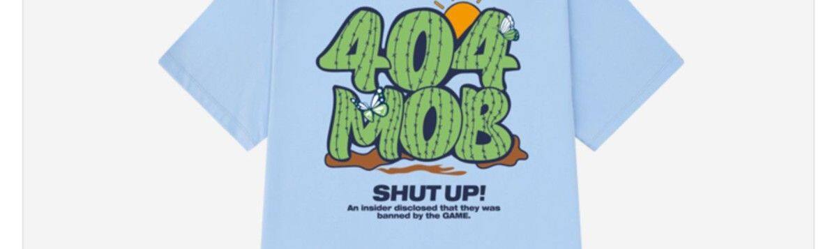 404MOB荆棘logo美式复古印花个性T恤男短袖ins潮流潮牌情侣打底衣