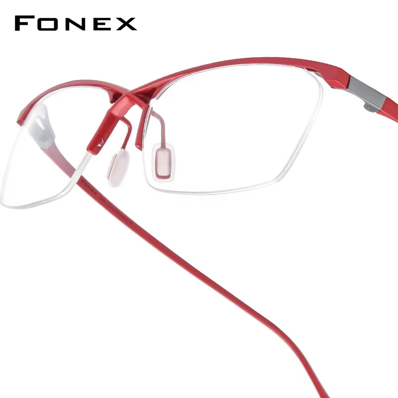  FONEX Titanium Glasses Frame Men Brand Design Semi-Rimless Square Eyeglasses Japanese Ultralight Half-Rim High-Quality Optical  Eyewear 85757 