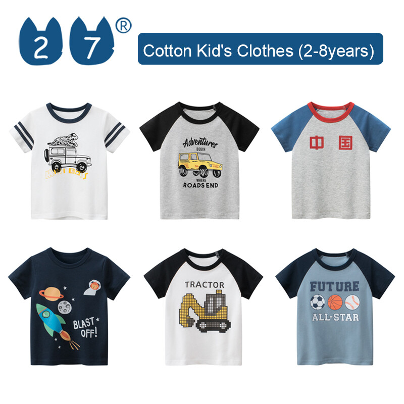 27Kids Store Child's Short Sleeve T-shirt Baby Boys Girls (1Y-8Y) 2023 for kids boys Summer ราคา 156 บาท*ส่งฟรี