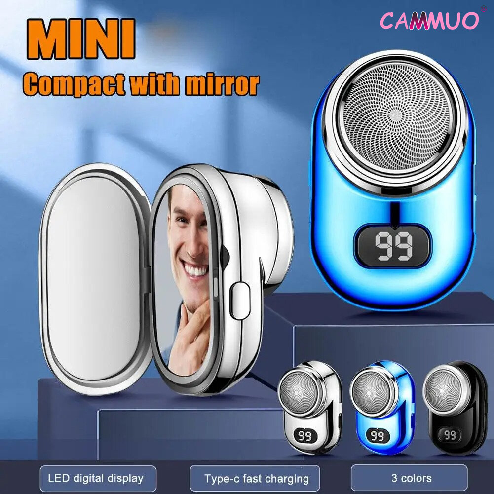 Cammuo có thể sạc qua USB minicạo râu kích thước bỏ túi xách tay máy cạo râu điện dao cạo với gương cho đi du lịch người đàn ông của món quà sinh nhật