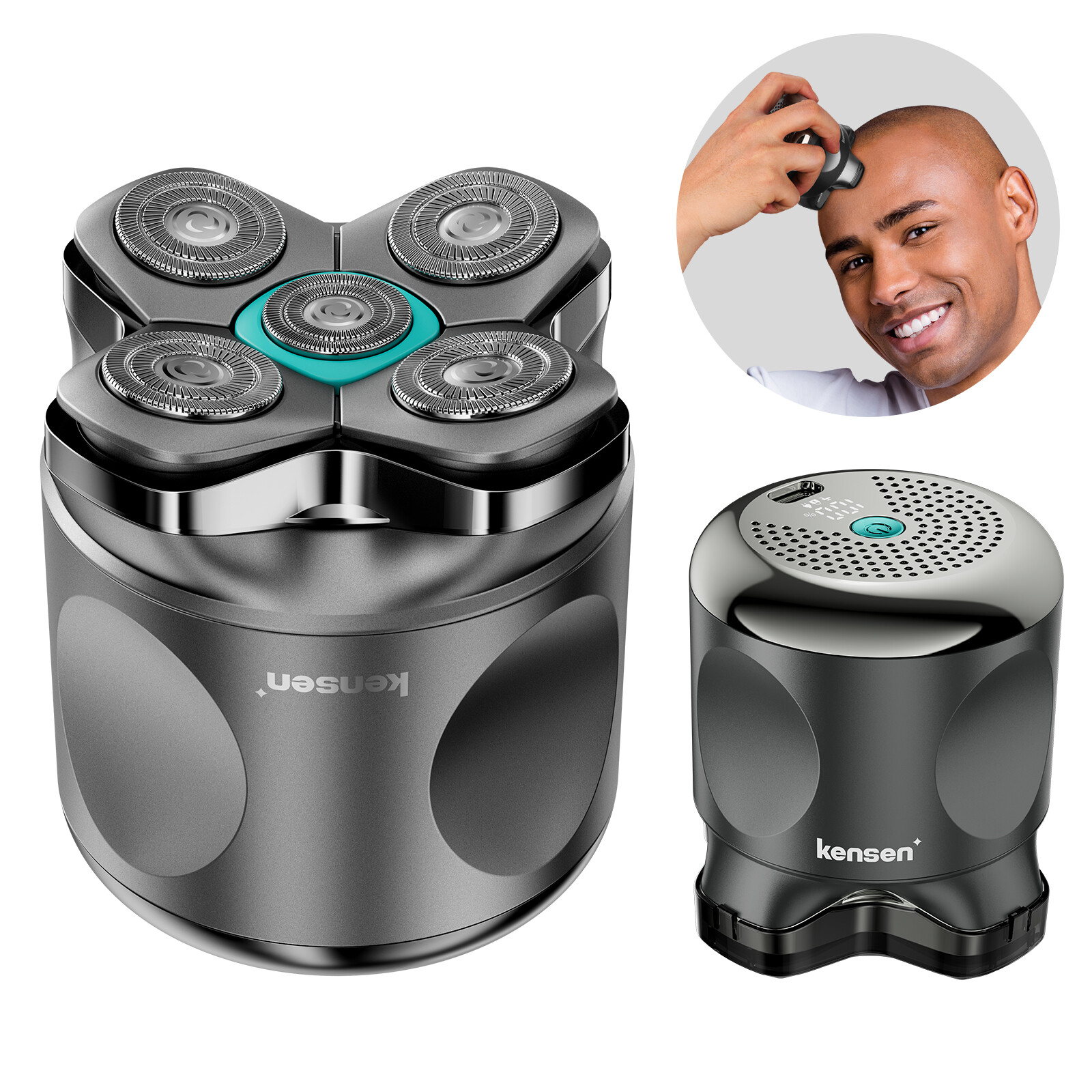 KENSEN Head Shavers for Bald Men 5 Floating Blades, Magnetic Blade Design, Child Lock, Large Hair Storage, IPX6 Waterproof, Smart Display, 100 Minutes Runtime Giá 535,525 Đồng*Miễn phí vận chuyển
