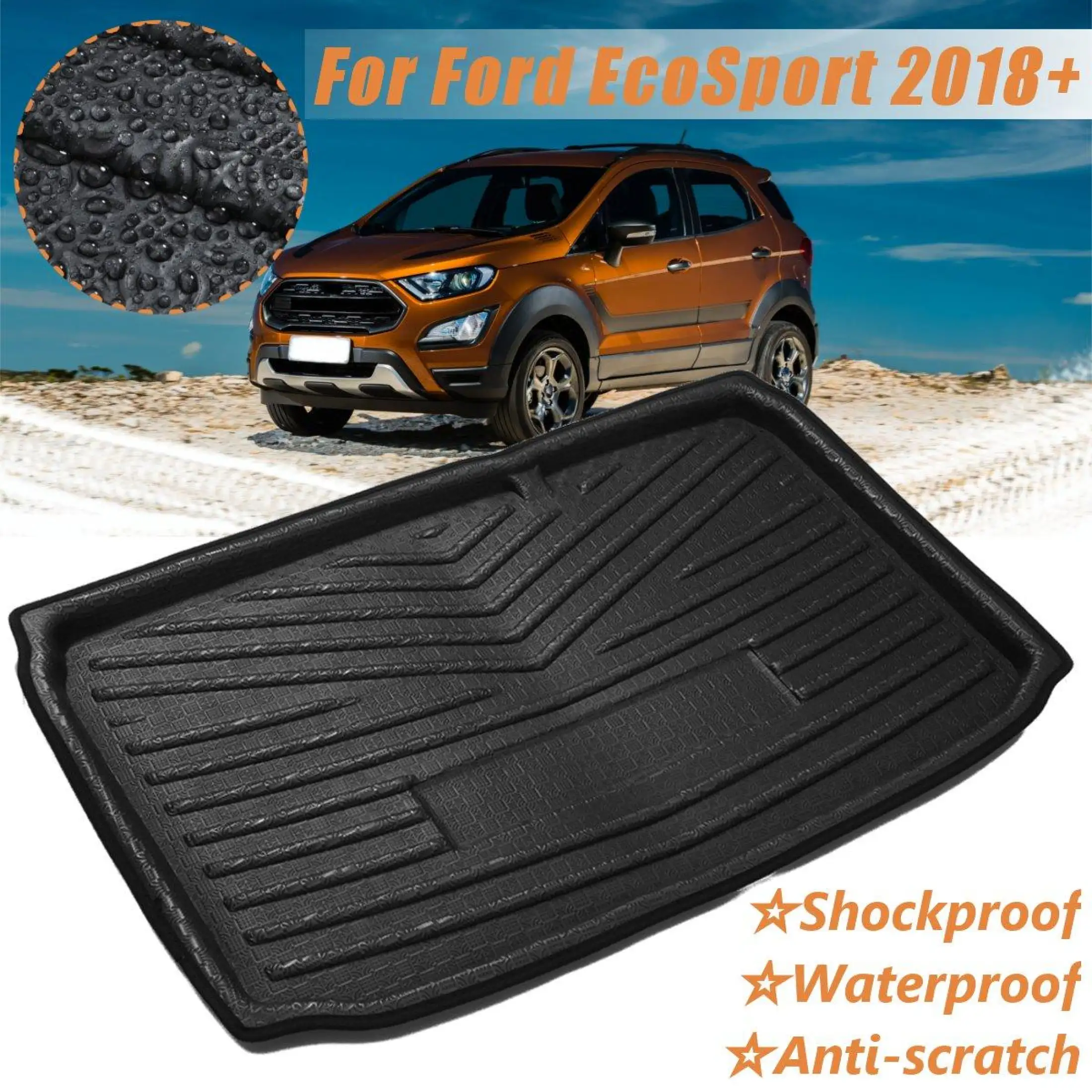 Rear Trunk Cargo Boot Liner Tray Floor Mat For Ford EcoSport 2018 Waterproof