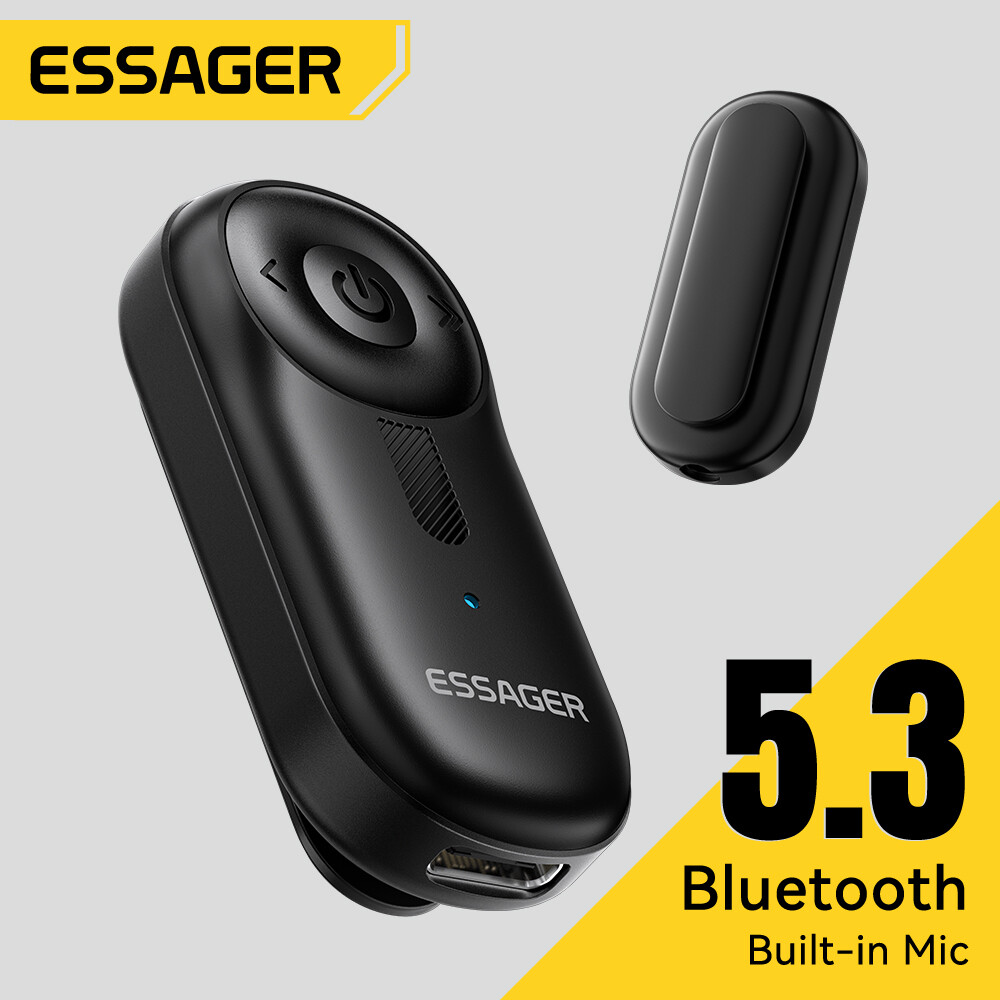 Essager Bluetooth 5.3 Adapter 3.5mm AUX Jack Bluetooth Audio Adapter With Built-in Microphone Supports Incoming Call Answering And Transmission Distance Of 10-20 Meters Suitable For Old Speakers Wired Headphones Old Stereo Car Stereo Tablet Laptop Mobile ราคา 161 บาท*ส่งฟรี