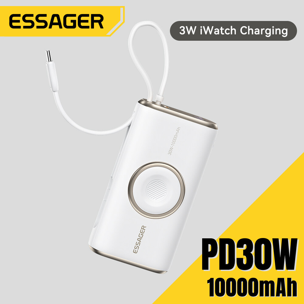 Essager pd30w 10000mah sạc dự phòng s xách tay màn hình hiển thị kỹ thuật số với loại c cáp sạc nhanh 10000mah sạc dự phòng s cho pd30w iphone16 15 Huawei Mate xt Xiaomi Samsung máy tính bảng iwatch tai nghe bộ sạc điện thoại nhanh loại c sạc dự phòng