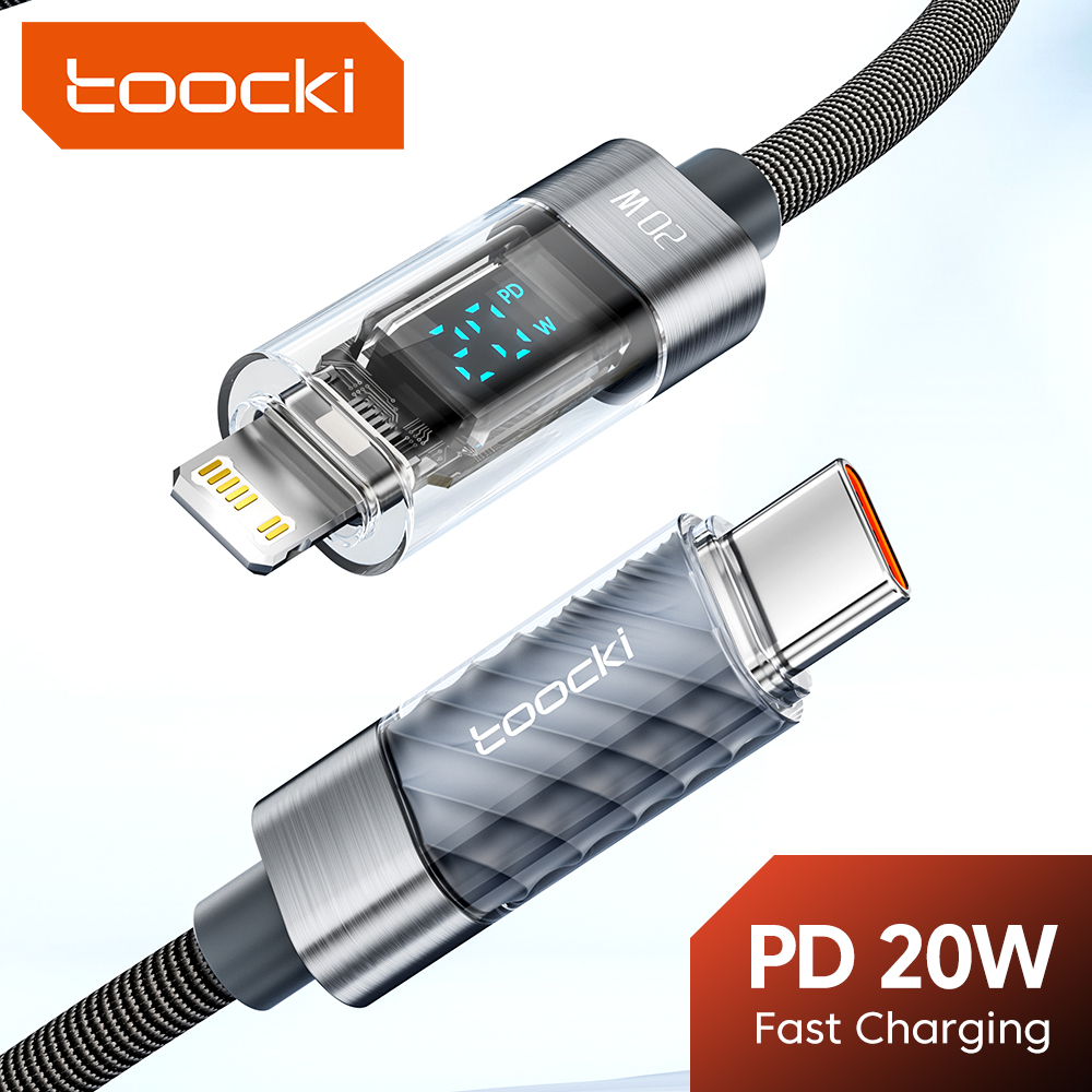 Toocki loại usb c cáp cho iphone 14 13 12 11 pro max xs xr 8 7 plus ipad pd 20w hiển thị usb c cáp lightning sạc nhanh