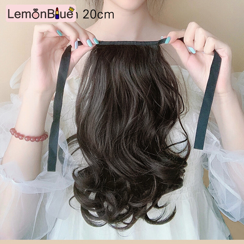 Gambar LemonBlue Fashion Curly Ponytail Wigs Realistic Wavy Hair Extensions for Women Girls Realistic Wavy Hair Extensions Personalized Hair Accessories Reusable Durable Easy to Use Women Girls Fashion Curly Ponytail Wigs