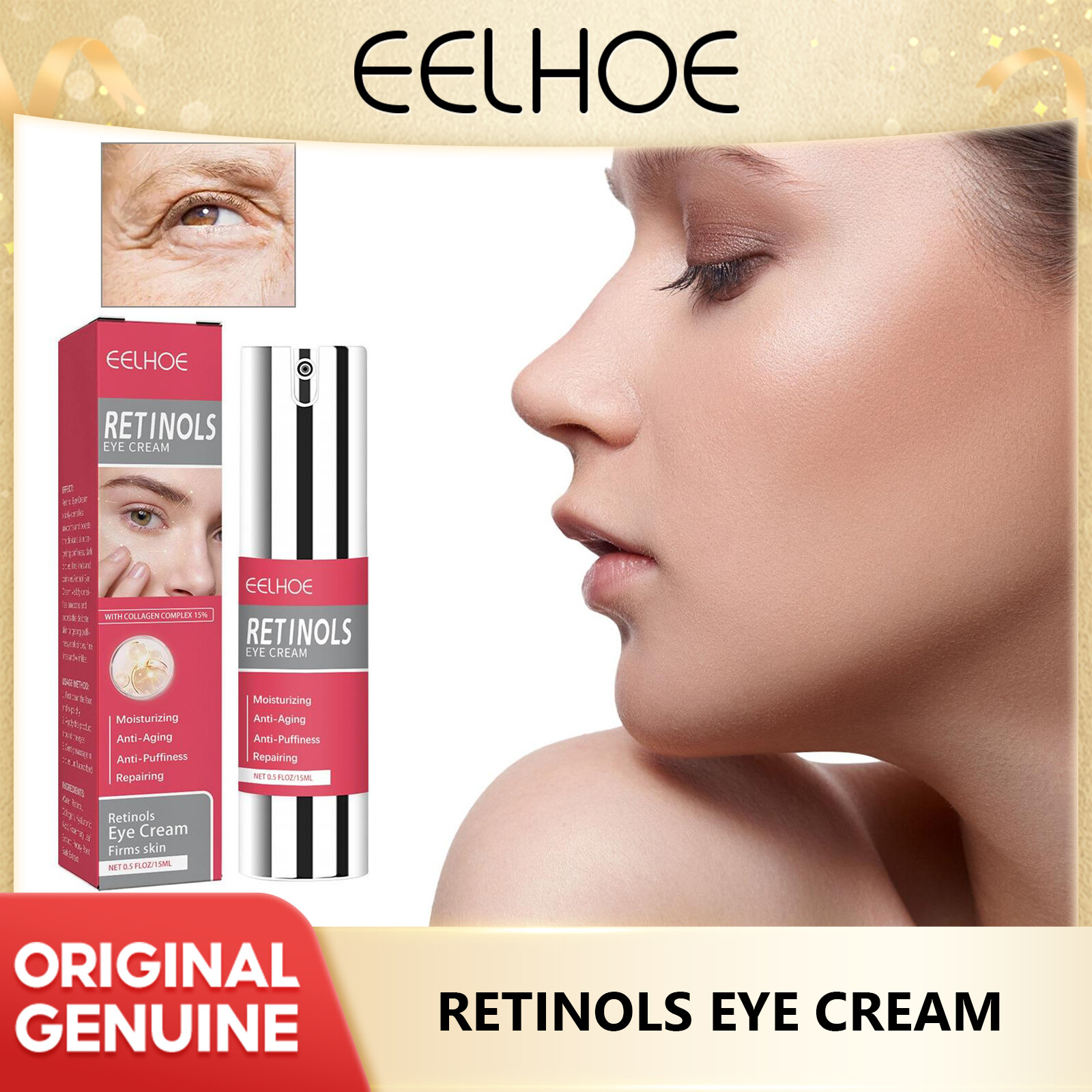 Eelhoe Retinol mắt Kem làm săn chắc chống bọng mắt chống lão hóa nếp nhăn quầng thâm bọng mắt S da mi mắt thắt chặt làm sáng Kem dưỡng ẩm bọng mắt bọng mắt loại bỏ mờ dần Fine Line chống lão hóa Kem dưỡng ẩm xóa quầng thâm Kem mắt