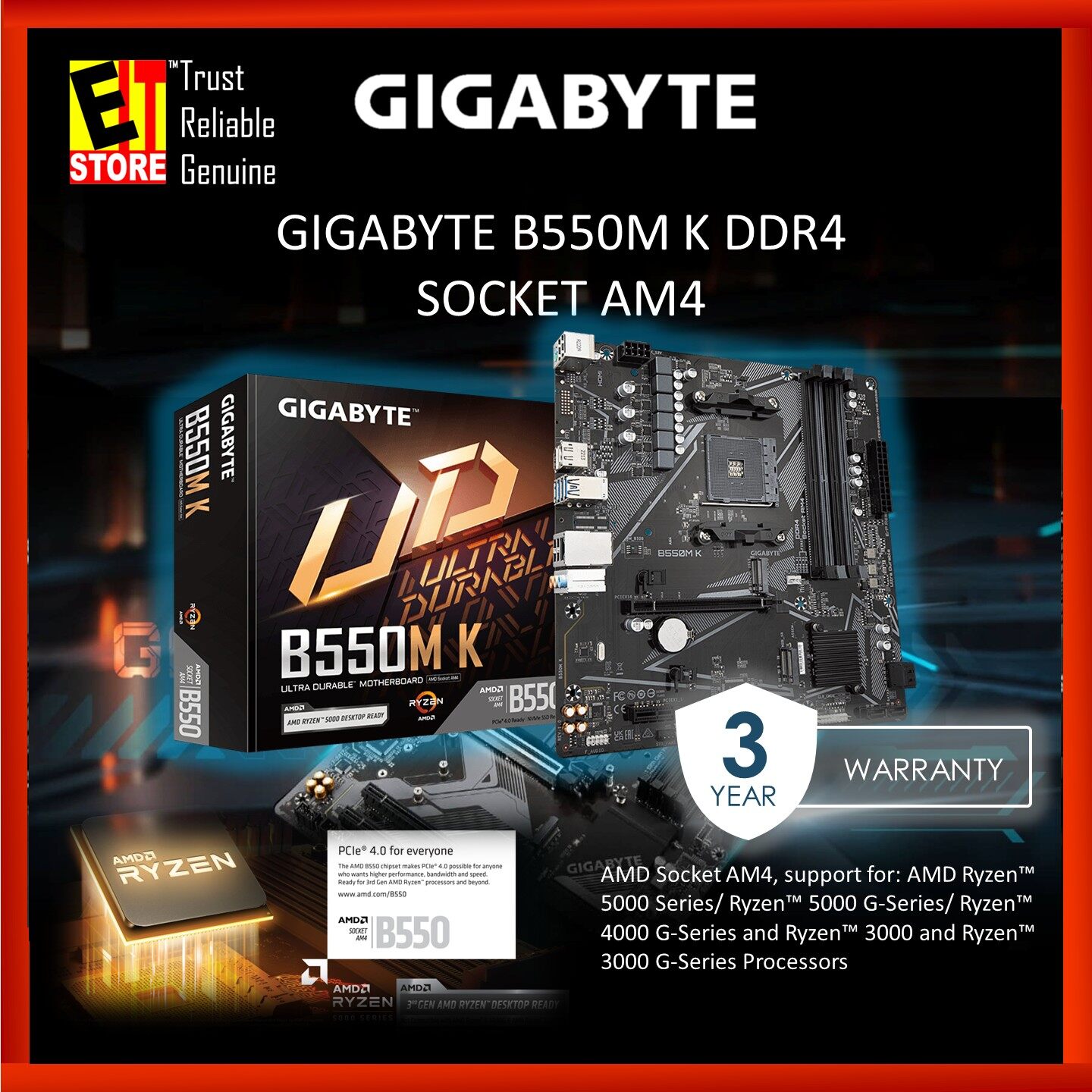 GIGABYTE MOTHERBOARD B550M DS3H AC R2 AMD B550 CHIPSET WITH Intel