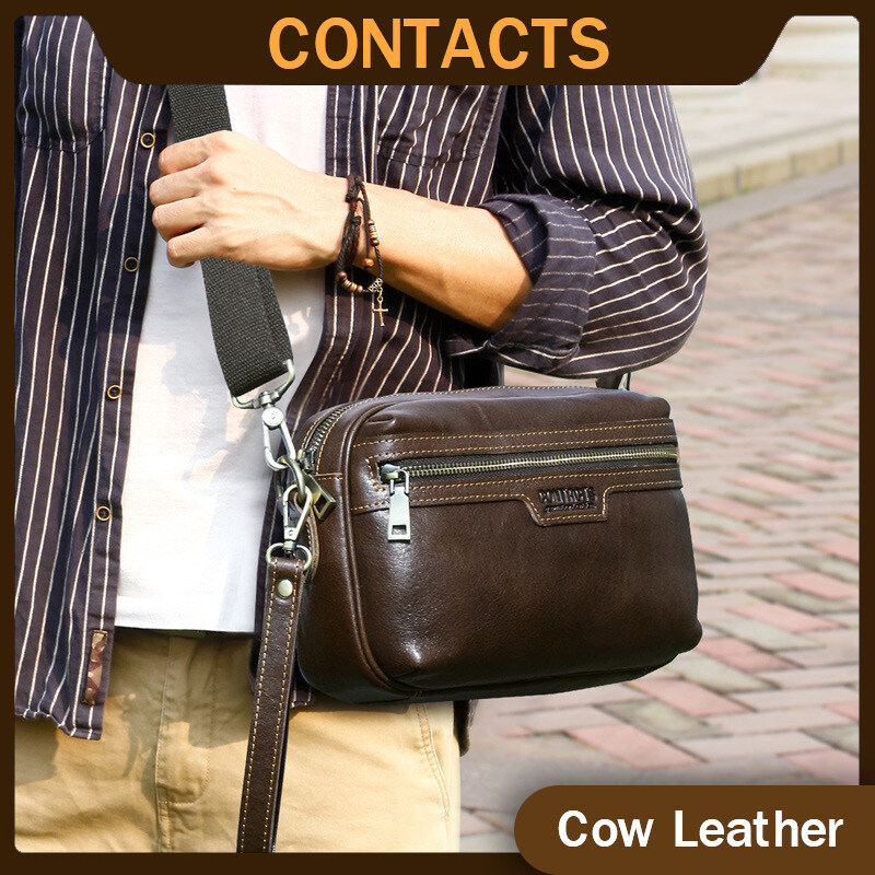 Ready Stock New Arrival Genuine Leather Men Clutch Sling Bag Natural Cow