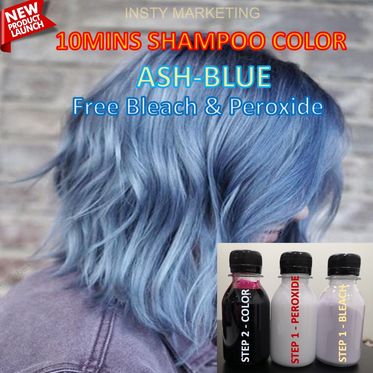 Gambar Direct ASHBLUE HairColor Kit(10minutes)100ml+Free Bleach Peroxide(100ml)