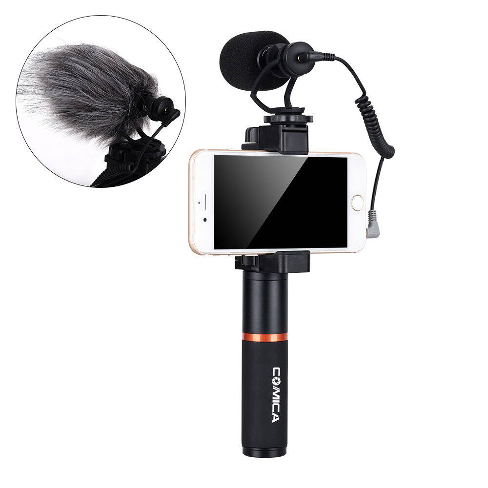 Comica CVM-VM10-K1 điện thoại thông minh shotgun Micro video với Shock-mount, tay nắm cho iPhone 5, 5c, 5S, 6, 6S, 7, 8, x (thường xuyên và cộng thêm), Samsung thiên hà, lưu ý và nhiều hơn nữa