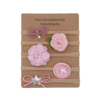 5Pcs/Set Nylon Baby Headband Flower Bows Elastic Kids Turban Newborn Infant Toddler Hair Bands For Girls Baby Hair Accessories