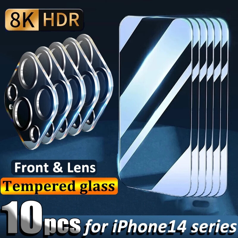 Kính cường lực hd bảo vệ màn hình kính cứng ốp điện thoại phim ống kính máy ảnh tương thích với dòng iphone14 pro plus max