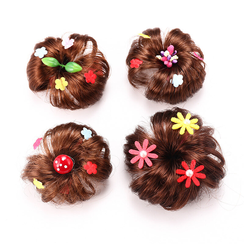 Tóc Giả Trẻ Em TSE Với Kẹp Tóc Tóc Giả Nữ Công Chúa, Kiểu Búi Tóc Hoa Cài Tóc Kẹp Bé Gái, Phụ Kiện Tóc P08 1 Pair