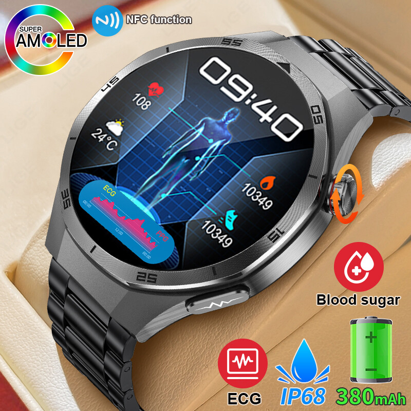 LIGE AMOLED Screen Blood Lipids Uric Acid Smart Watch ECG PPG Bluetooth Call Health Examination Monitoring Smartwatches Android and iOS + Box ราคา 1,699 บาท*ส่งฟรี