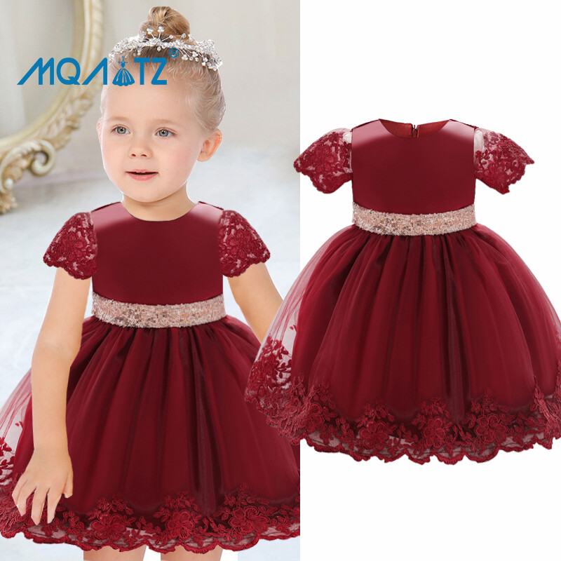 Mqatz váy bé gái, quần áo bé gái sinh nhật đầm công chúa đám cưới ren, đầm dạ tiệc đính kim sa váy dạ hội l1926xz