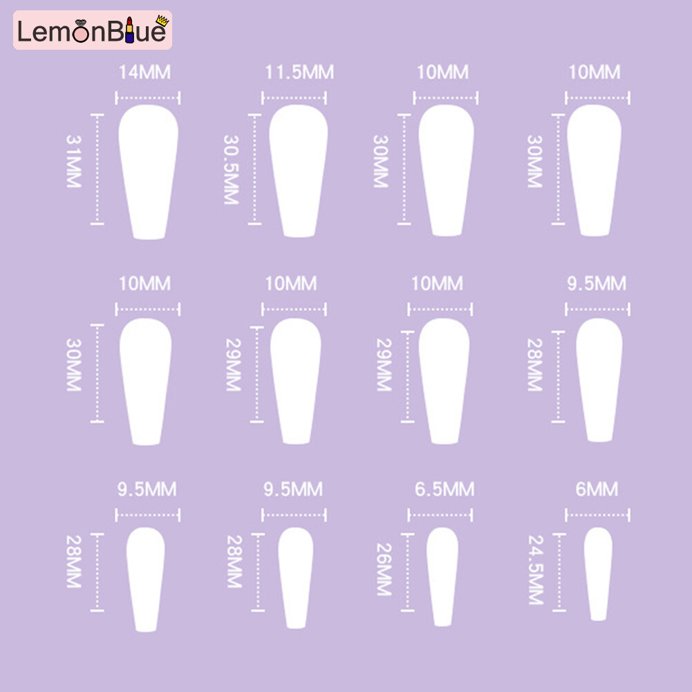 Gambar 24PCS Long Blue Press on Nails Rhinestone Design Sweet Style Full Coverage Nail Finished Nails Piece Removable Save Time Artificial Nails with Jelly Gel Glue