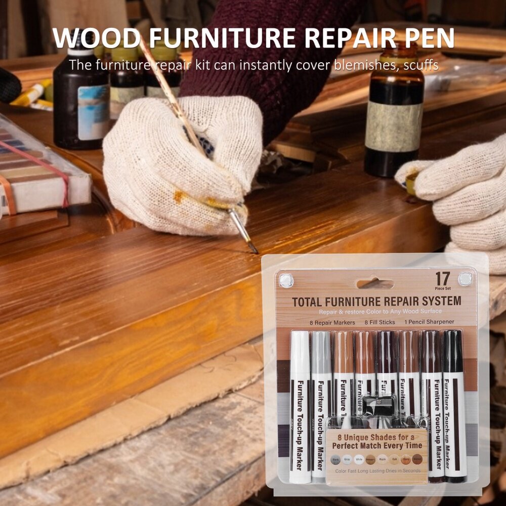 【まとめ買い】 Furniture Repair Kit, Set Of 21 Wood Filler Touch Up Pens
