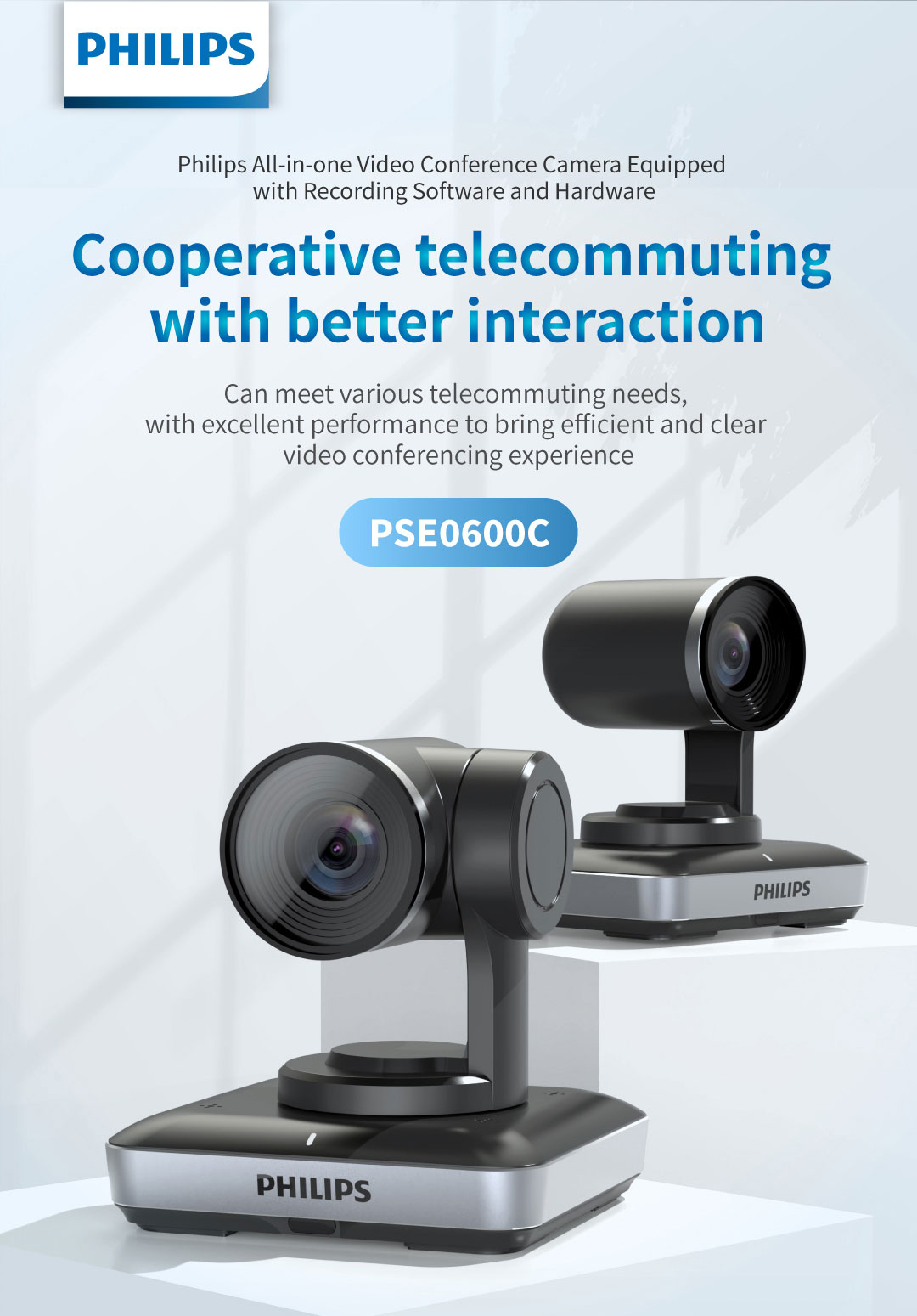 Philips Desktop Webcams 1080P Conference Camera 4x Optical Zoom 340° Ratation Range For Live Streaming PSE0600C - ยี่ห้อ Philips ราคา 9,350 บาท*ส่งฟรี