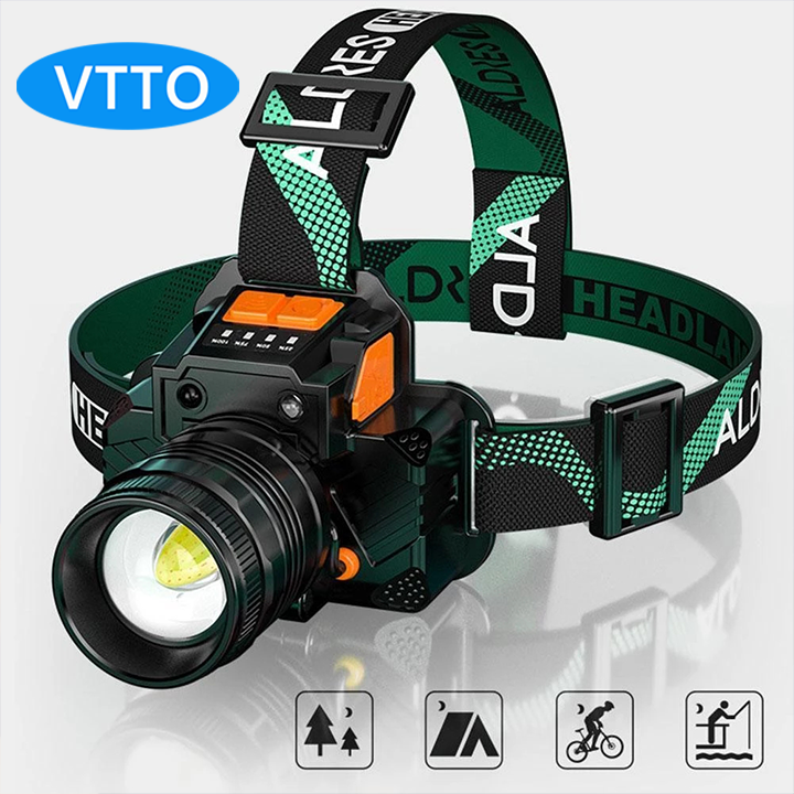 Vtto đèn pha led t8 đèn pin sáng đèn pha ban đêm ngoài trời đèn pha lấy nét chạy ban đêm sạc usb