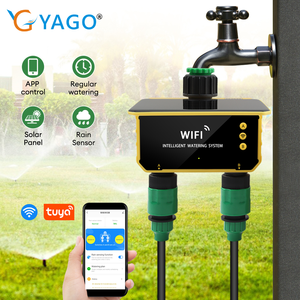 【Free Shipping】RCYAGO Graffiti WiFi connected solar smart irrigation timer watering device garden lawn watering water valve controller ราคา 955 บาท*ส่งฟรี