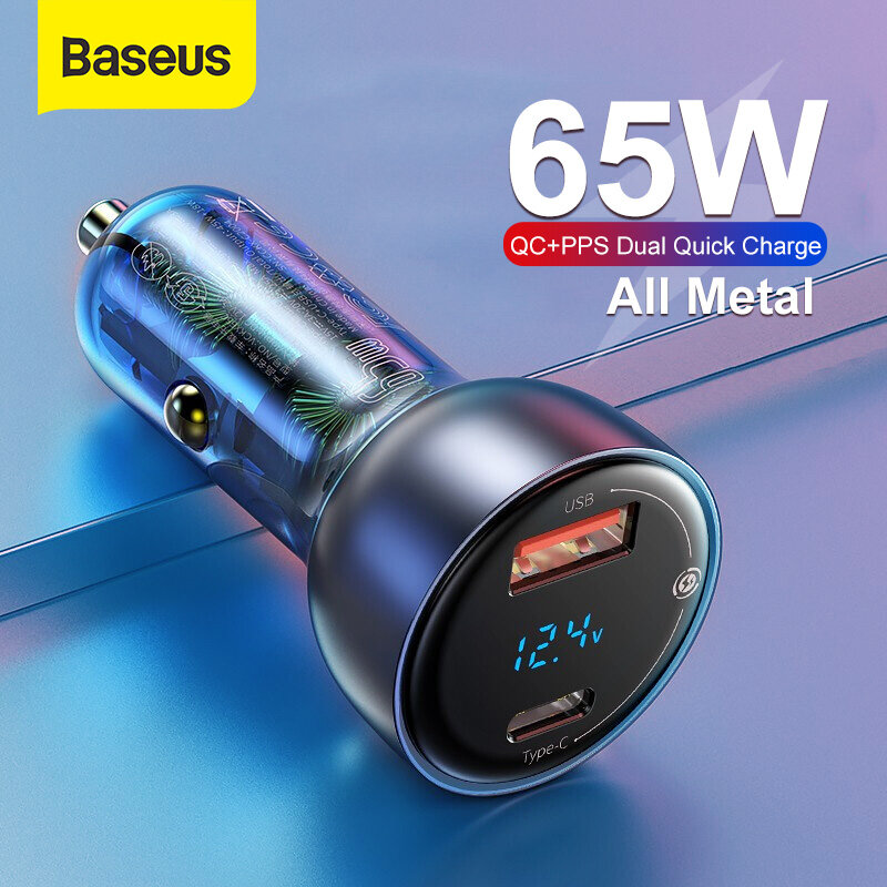 Sạc Xe Hơi Baseus 65W Sạc Điện Thoại USB 4.0 3.0 Sạc Nhanh SCP QC4.0 Sạc Nhanh QC3.0 Type C PD Trong Xe, Dành Cho iPhone Samsung Sony Xiaomi HUAWEI OPPO