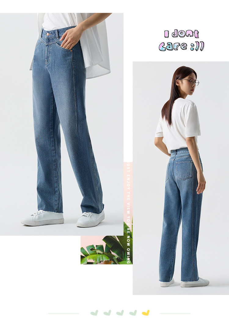 Semir Jeans Damskie Cool Valiant Wind Dragged Spodnie Retro 2024 Spring New Cover Meat Thin Raw Edge Proste spodnie rekreacyjne