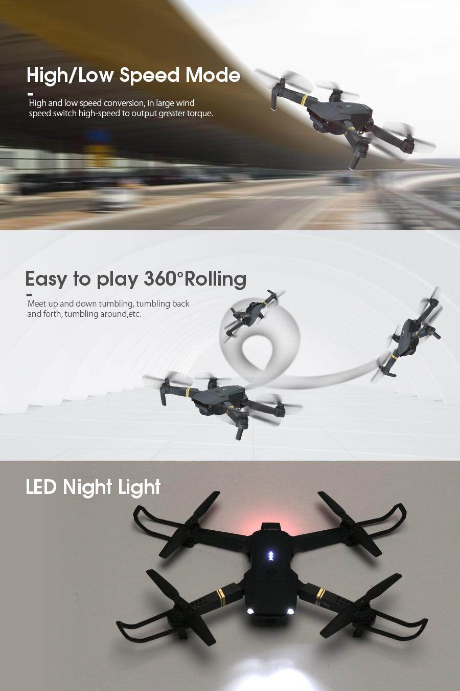 รูปภาพของ (ส่งมาจากประเทศไทย)โดรนบังคับ E58 WIFI FPV With Wide Angle HD 1080P Camera โดรนติดกล้อง Hight Hold Mode Foldable Arm RC Qpter Drone โดรนบังคับ X Pro RTF Dron For Gift