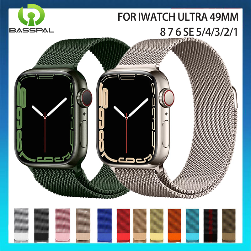 Milanese metal magn-etic loop strap for apple watch band series 3 2 1 42mm 38mm 44mm 40mm 41mm 45mm correa bracelet for i watch series 3 4 5 6 se 7 8 ultra 49m
