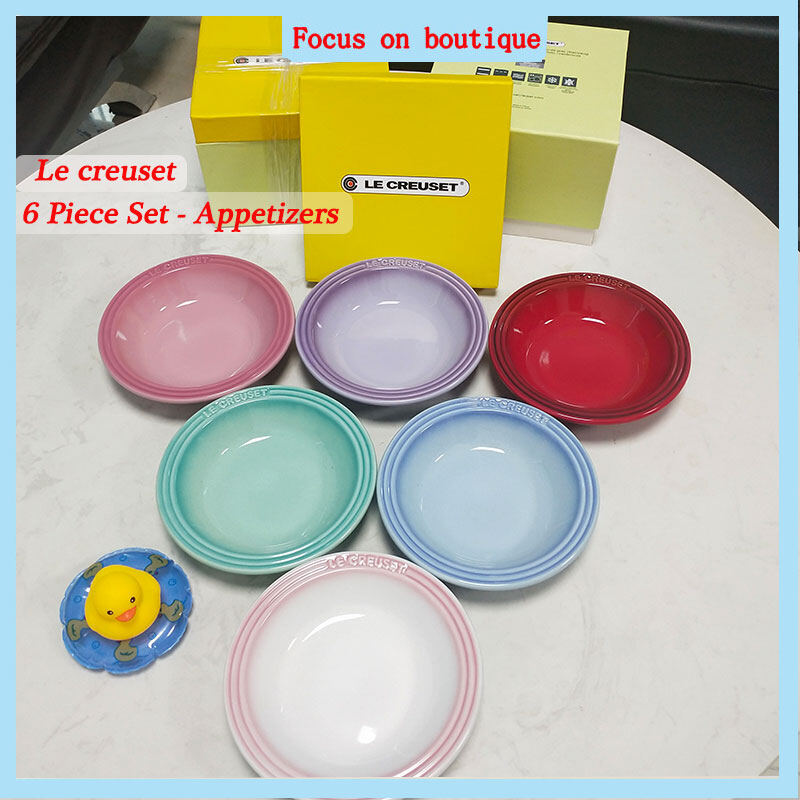 Gambar Ready Stock**Le Creuset Plate 15cm Round Dish French le creuset  lace plate tableware western plate ceramic plate household dinner plate