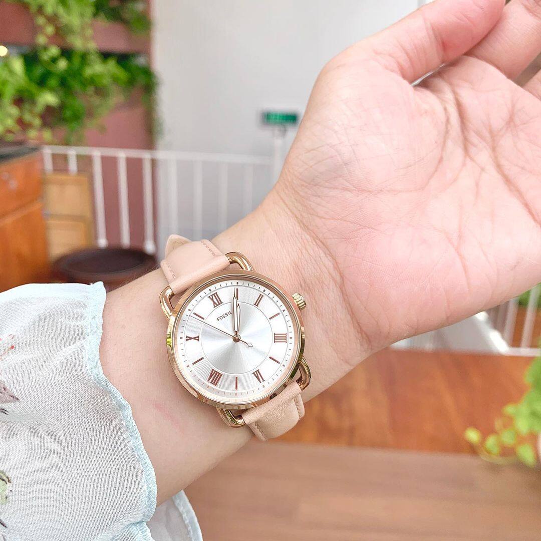 OFFICIAL WARRANTY) Fossil ES4823 Copeland Three-Hand Nude Leather