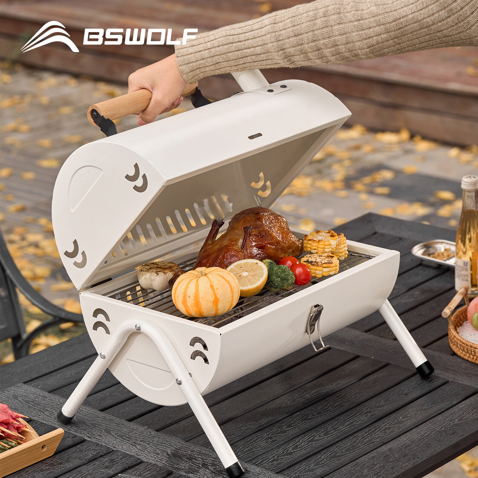 BSWolf Charcoal BBQ Grill Outdoor Camping Portable Grill With Dual Side ราคา 1,089 บาท*ส่งฟรี