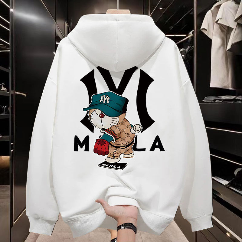 Áo khoác nam đơn giản Retro Kiểu Mỹ dáng rộng áo nỉ có mũ NY cho nam