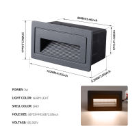 DingDian LED AC85-265V Warm/White Recessed Step Light for indoor Outdoor3500K/6000K 3W Stair Light Deck Light