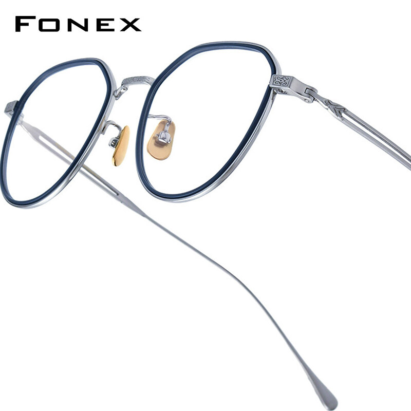 FONEX Titan nguyên chất Gọng kính Phụ Nữ thiết kế thương hiệu Cổ Điển Retro Quảng Trường Hợp Thời Trang Kính Mắt Người Đàn Ông Đầy Đủ Rim Nhật Bản Chất Lượng Cao Siêu Nhẹ Tùy Chỉnh kính mắt cho mắt E-079