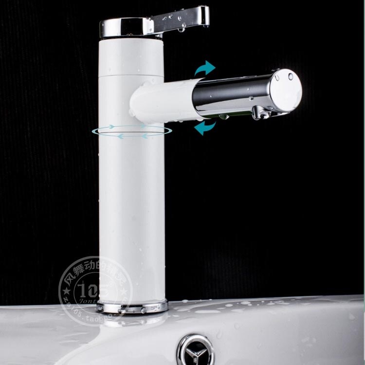 Gambar Package mail double tap extended household toilet basin faucet hot or cold white black champagne gold pipe