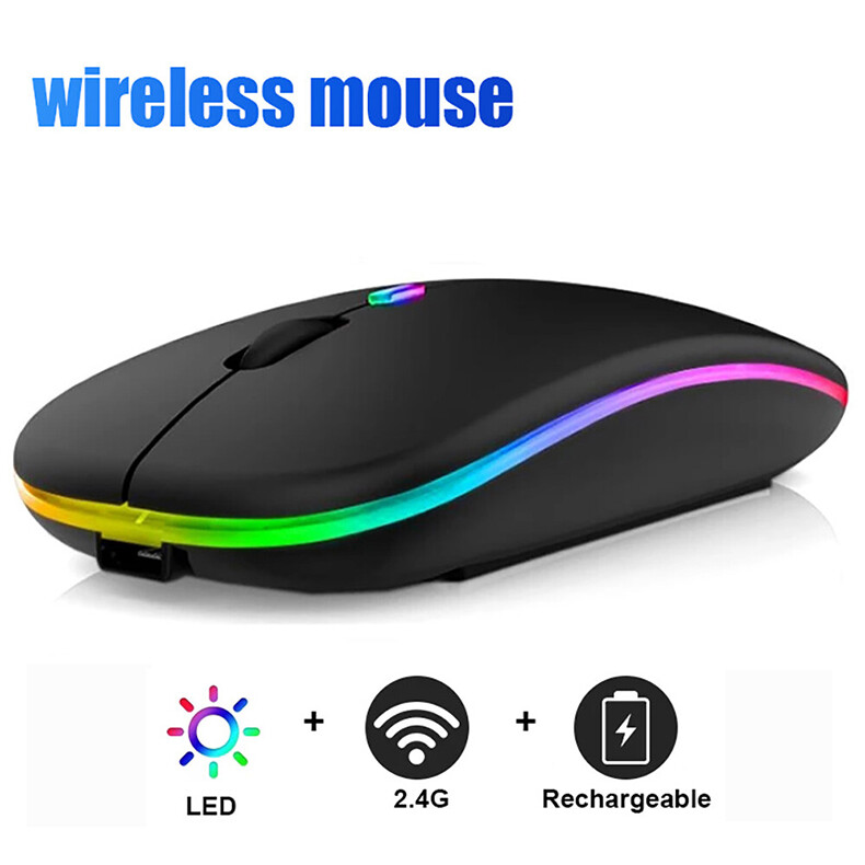 2.4G Chuột không dây RGB có thể sạc lại Chuột máy tính không dây mause Chuột chơi game công thái học đèn nền LED cho Máy Tính Xách Tay PC