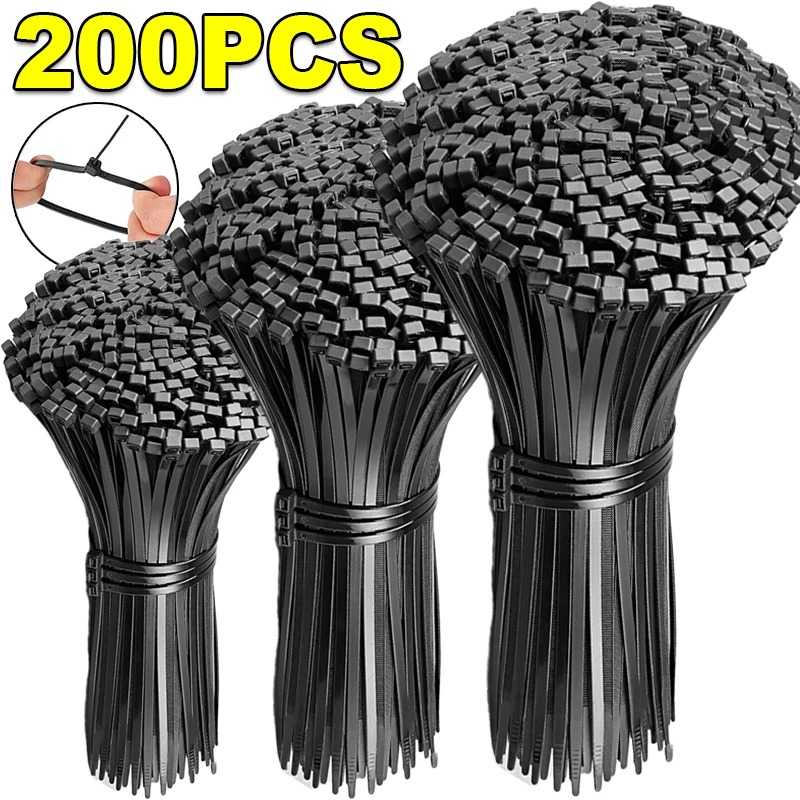 200/100pcs tự khóa nhựa dây buộc ni lông màu đen và dây cáp Trắng Tie buộc dây cáp vòng Tie Zip kết thúc tốt đẹp dây đeo nylon Cable Tie