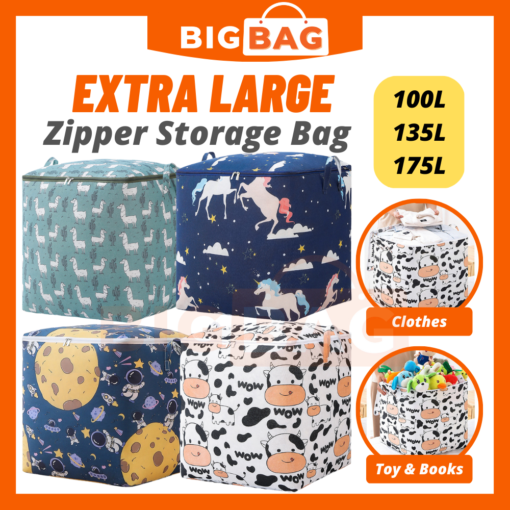 Large Foldable Quilt And Bedding Storage Bag With Zippered Closure_voghion.com