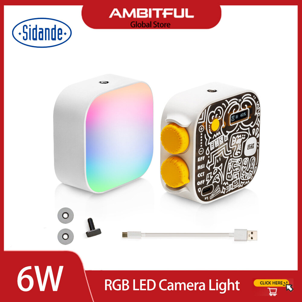 SIDANDE TOFU 6W 2500-9900k RGB LED Camera Lights 21 Kinds of Light Effects hsi 36000 Full Color for Creative Vlog Video Lights - Thương hiệu Sidande Giá 569,000 Đồng*Miễn phí vận chuyển