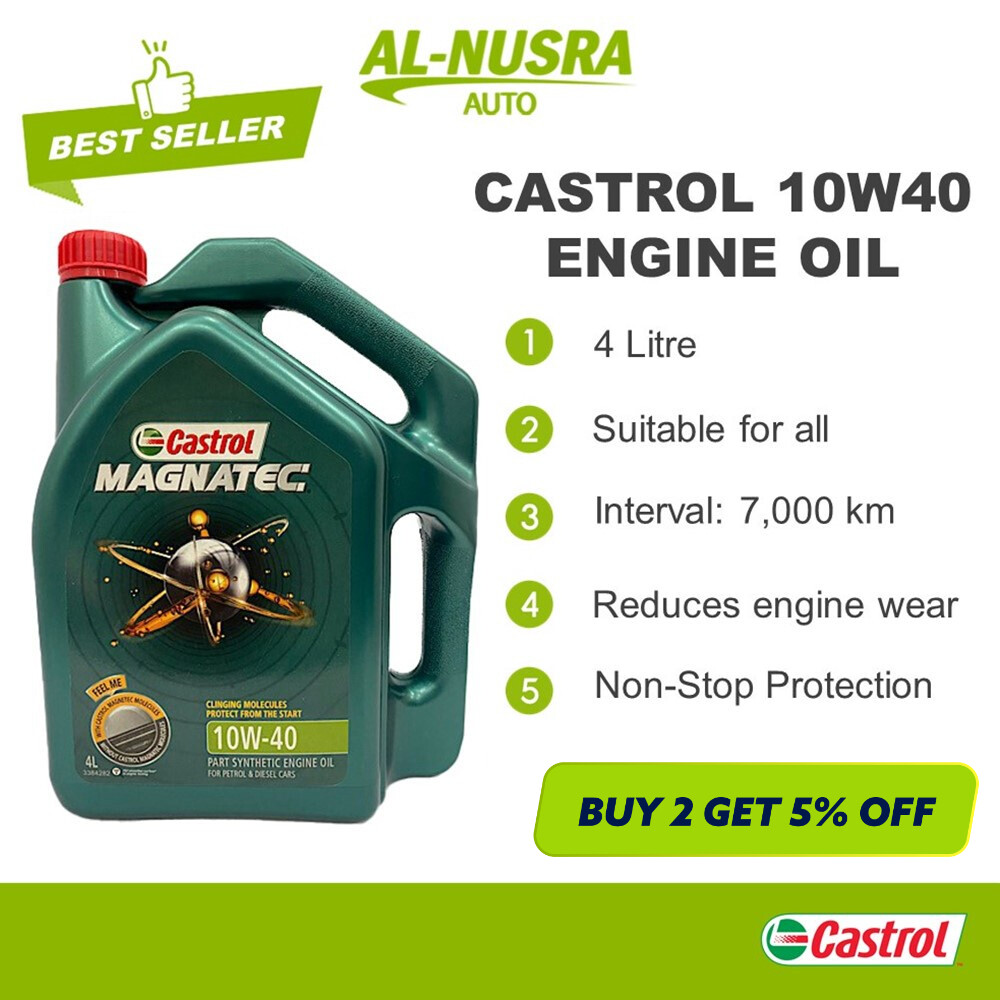 CASTROL MAGNATEC 10W40 ENGINE OIL 4L MINYAK HITAM SEMI SYNTHETIC 10W40